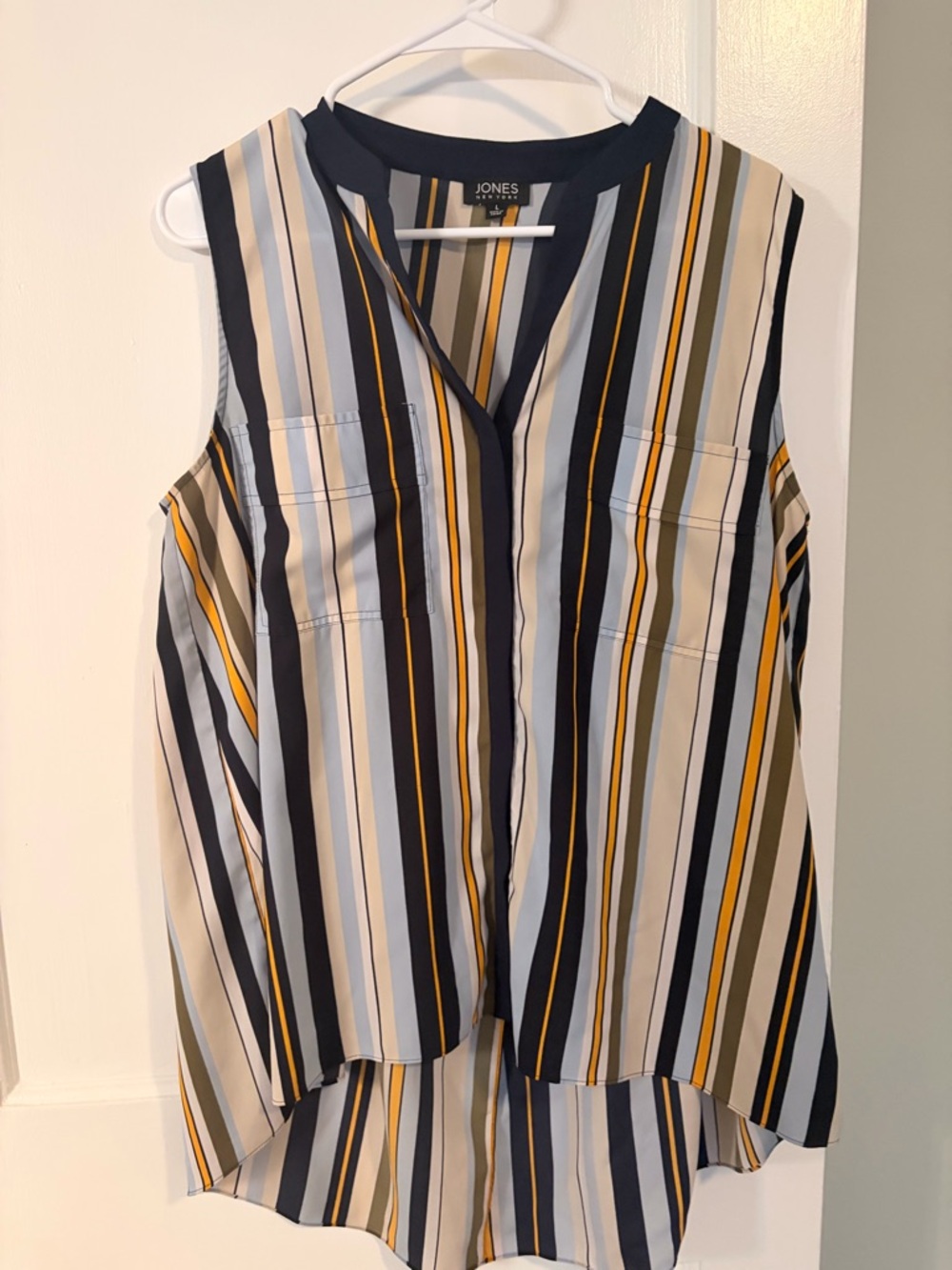 Jones New York Sleeveless Striped Camisole in Navy, Mustard and Cream